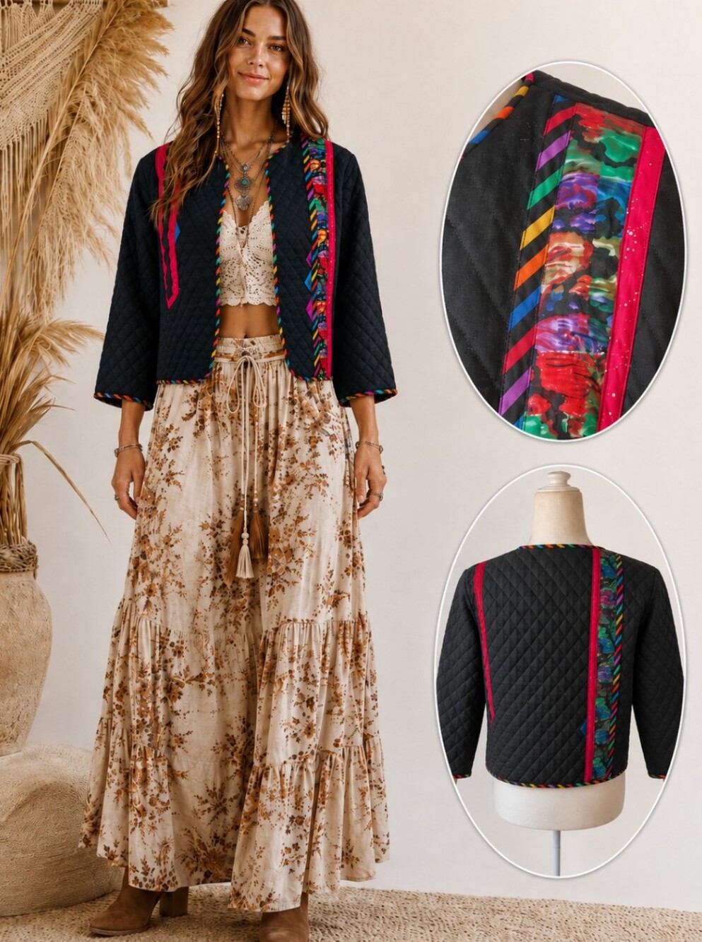 Vtg 90s Art To Wear Artsy Colorful Quilted Designer Unique Dopamine Jacket Sz L